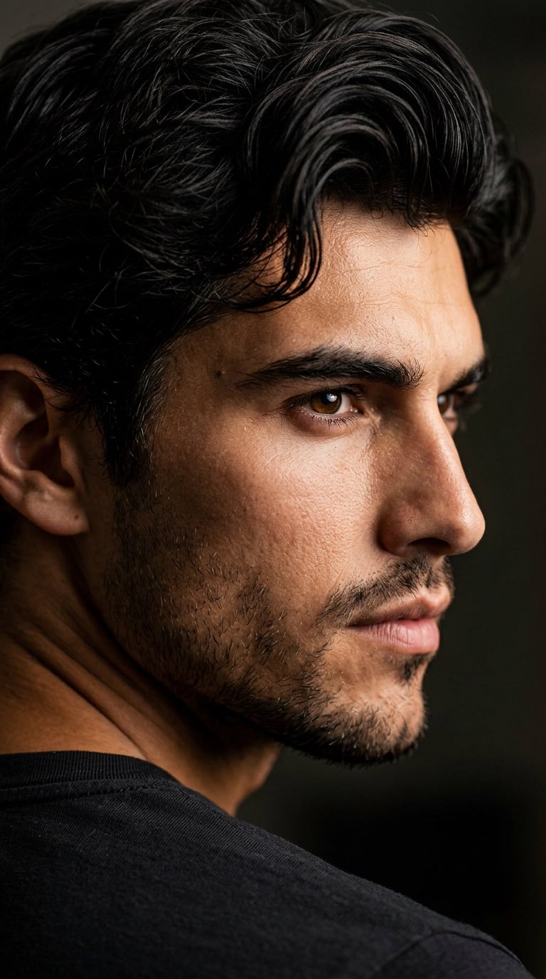 Create an ultra-realistic cinematic dark portrait using the exact face … 1