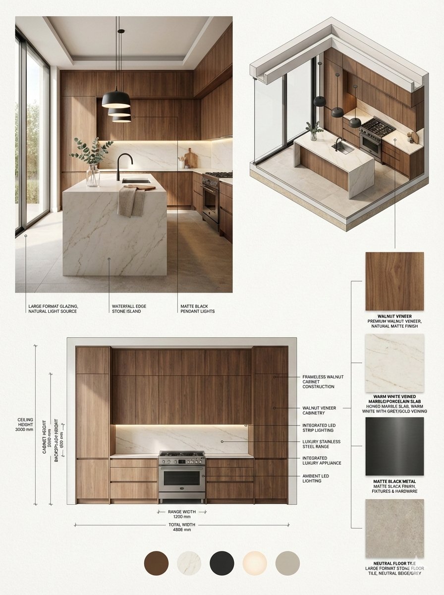 oversized props, exaggerated scale, miniature kitchen, distorted propor…