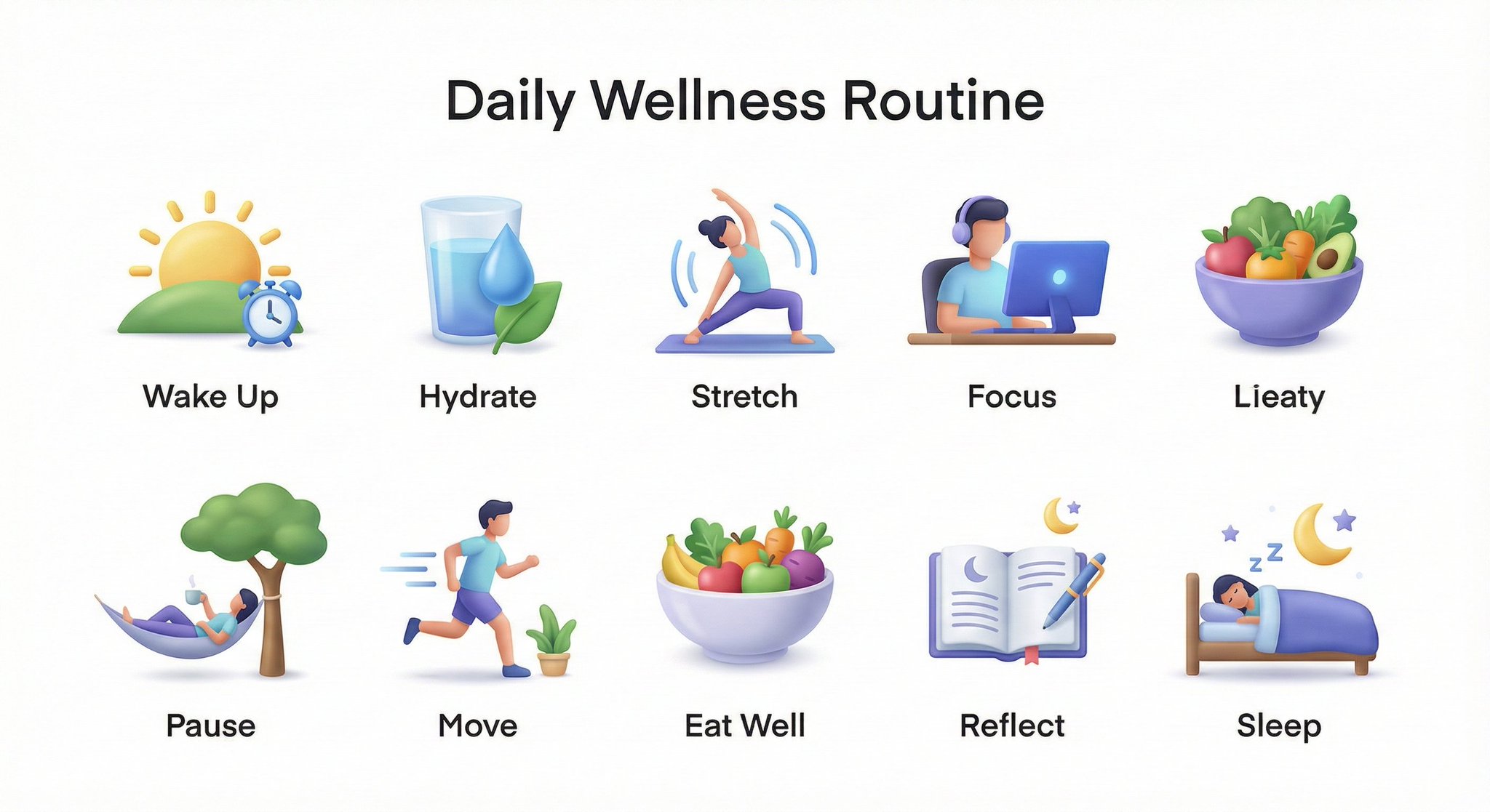 Create a collection of icons representing [ROUTINE / PROCESS / HABITS],…