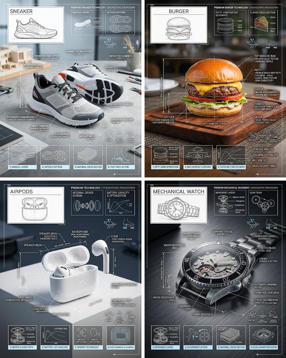 Premium technical infographic of [OBJECT]. Use the reference image only…