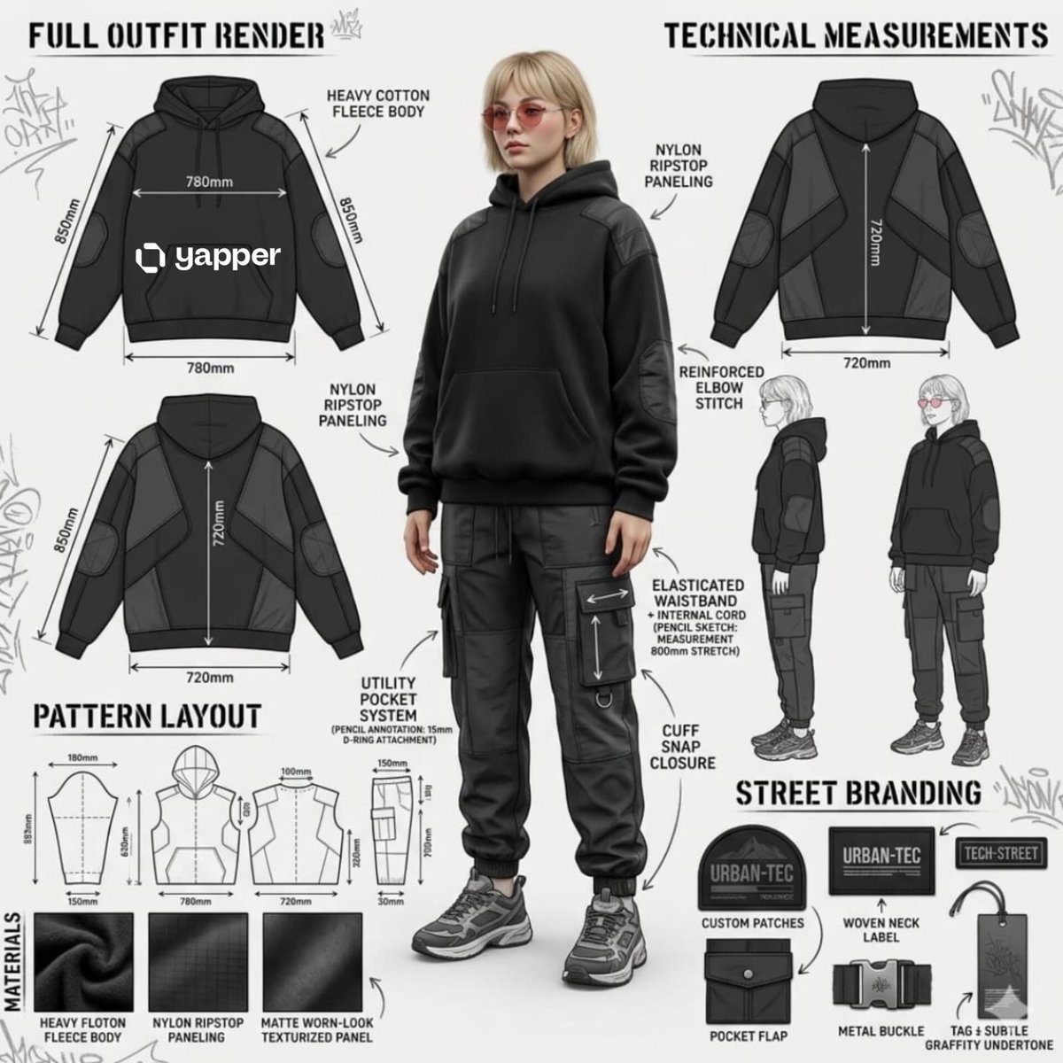 Using the attached image, create a professional industrial fashion desi…