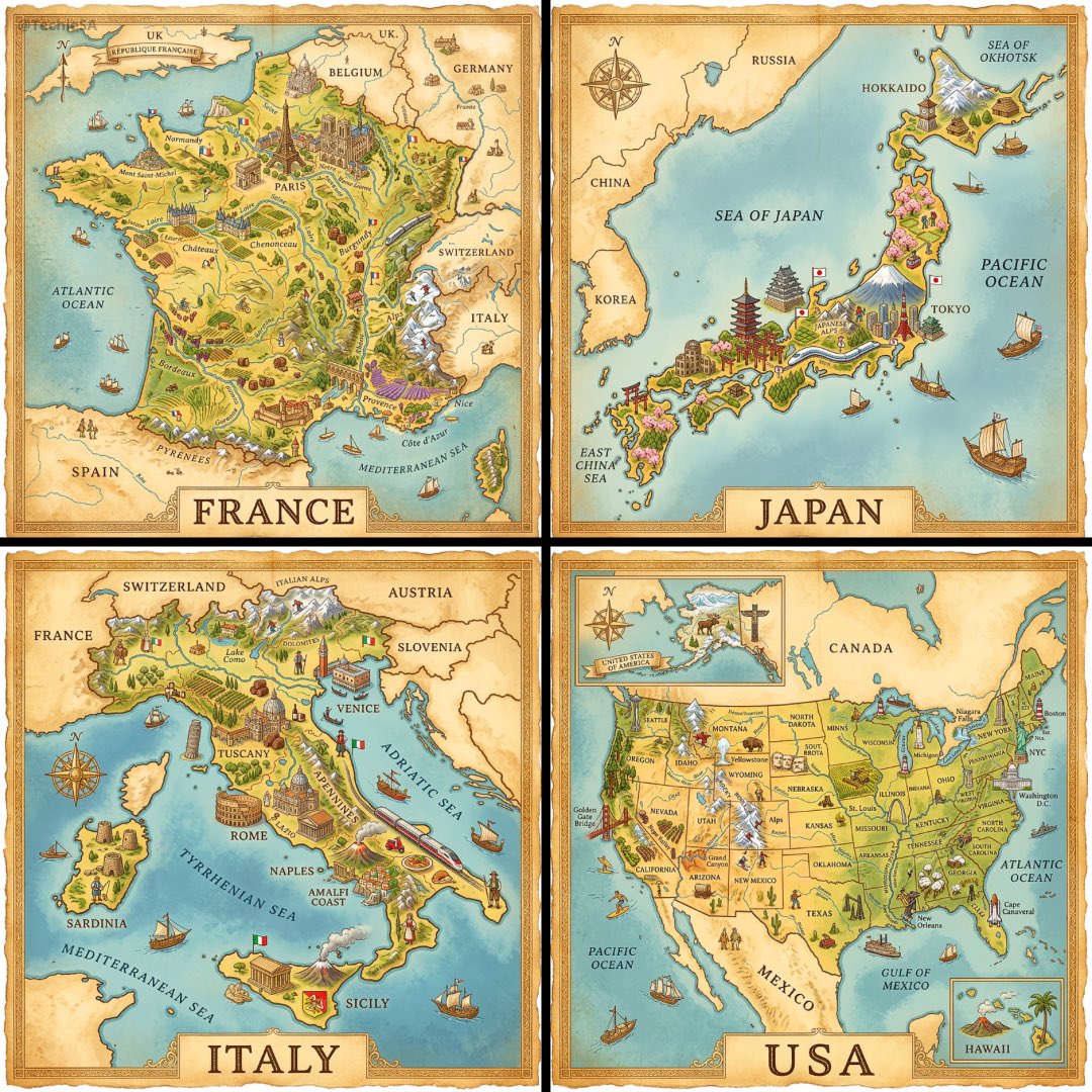 A hand-painted isometric bird’s-eye view illustration of [COUNTRY] in a…