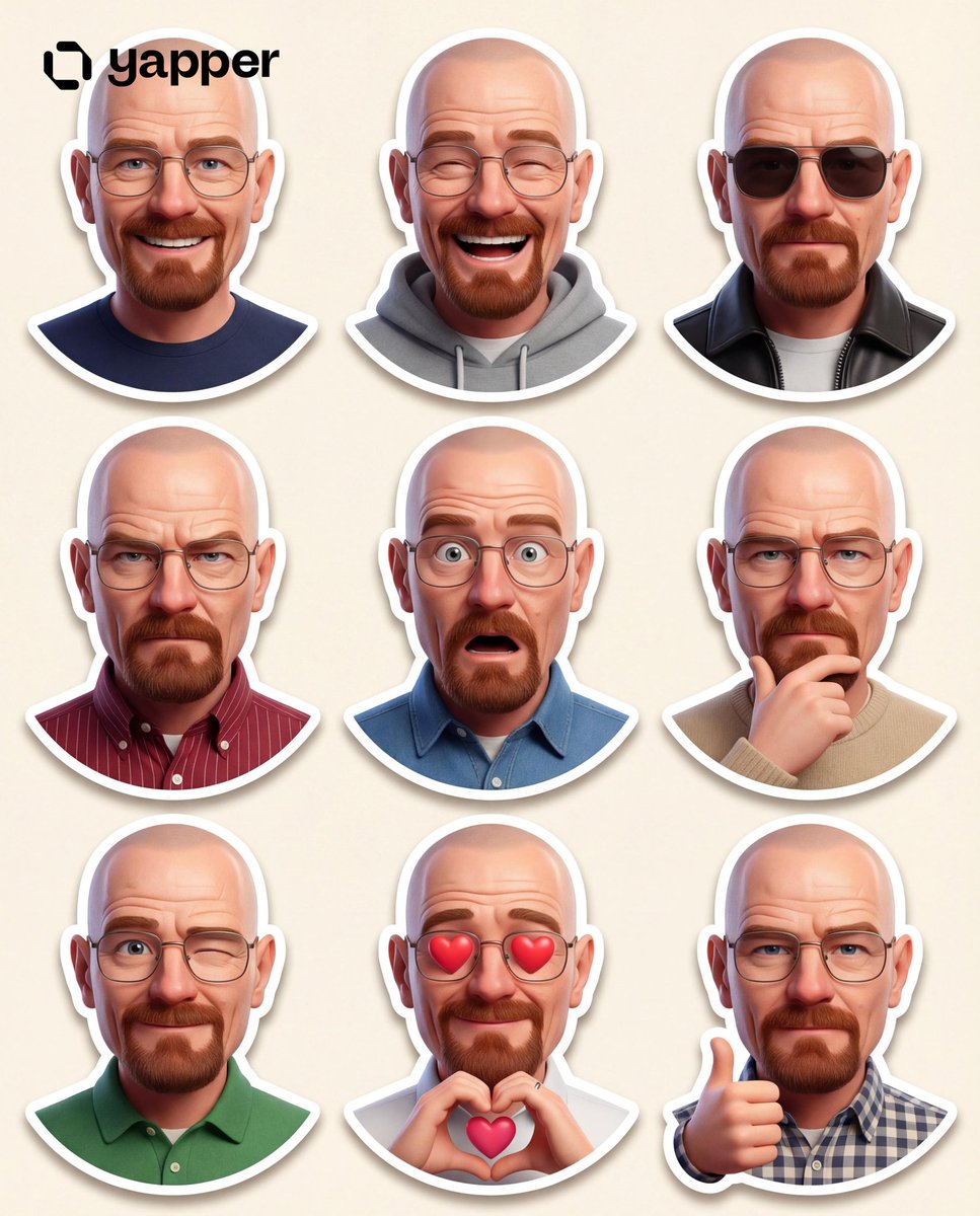 Create a premium Pixar-style 3D character sticker set that is clearly r…
