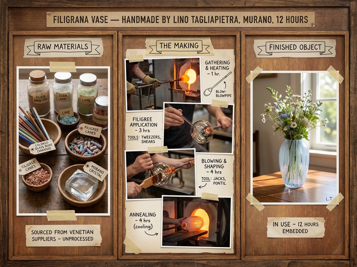 An artisan's method board for [HANDMADE OBJECT] — [TECHNIQUE / TRADITIO…