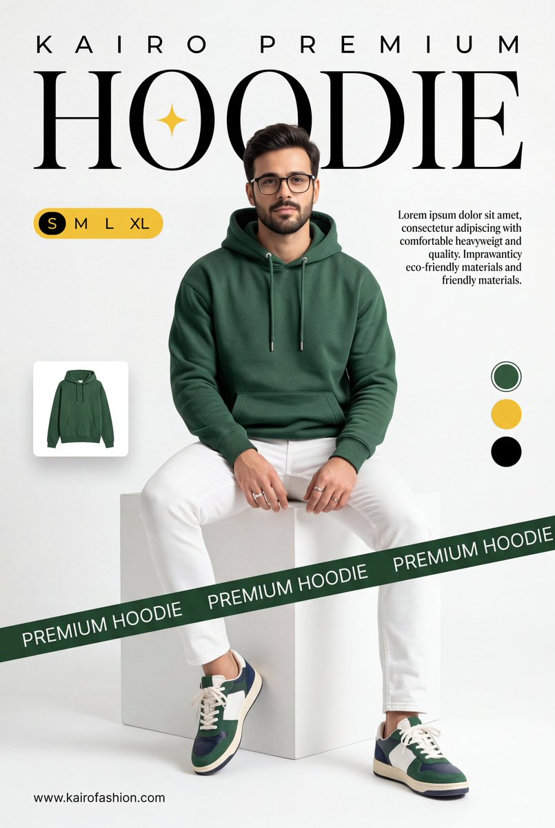 A professional commercial fashion advertisement featuring [a young male…