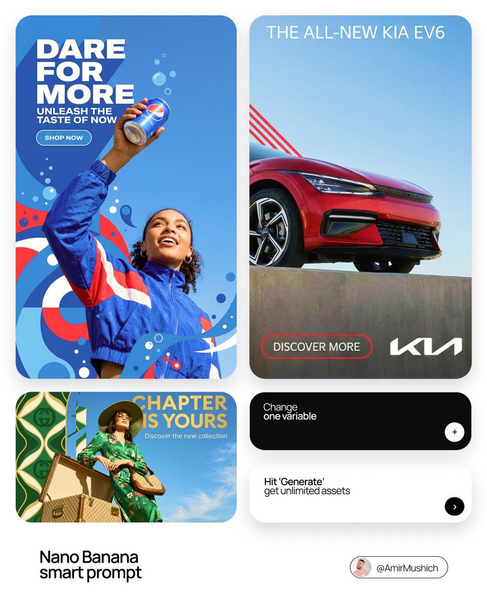 [BRAND NAME] | [HEADLINE] | [SUB-TEXT] | [CTA]. Act as a Senior Art Dir…