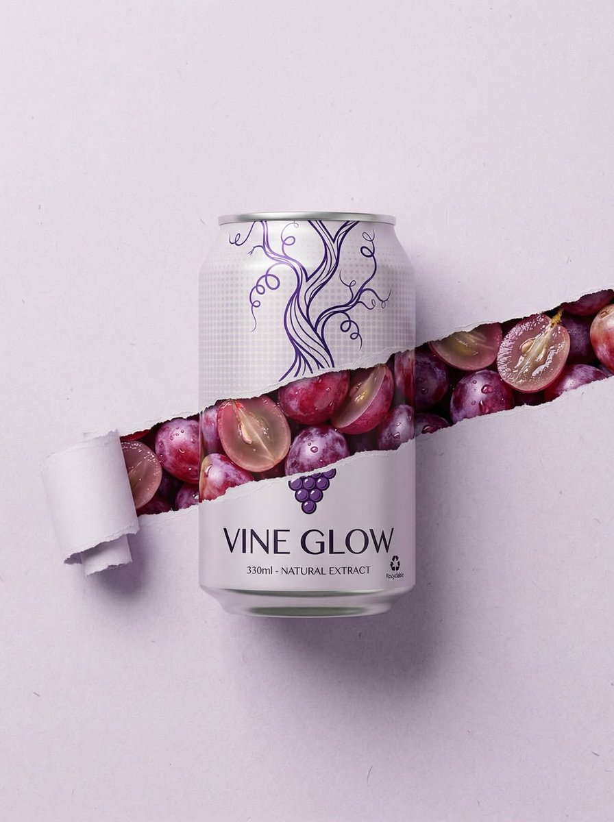 Grape Can – “Vine Glow” Minimalist product photography of a 330ml alumi…