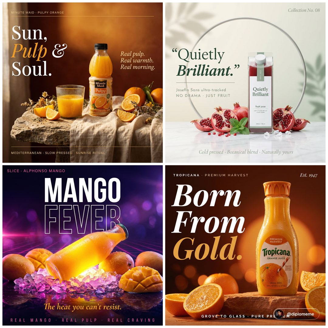 High-end cinematic campaign poster. A Minute Maid Pulpy orange bottle p…