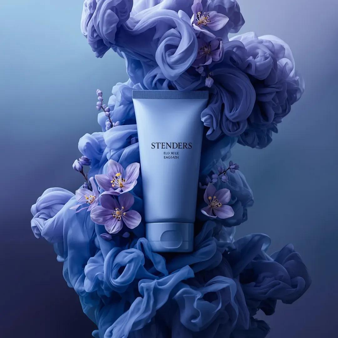 Ultra-realistic luxury cosmetic product photography in a dramatic monoc…