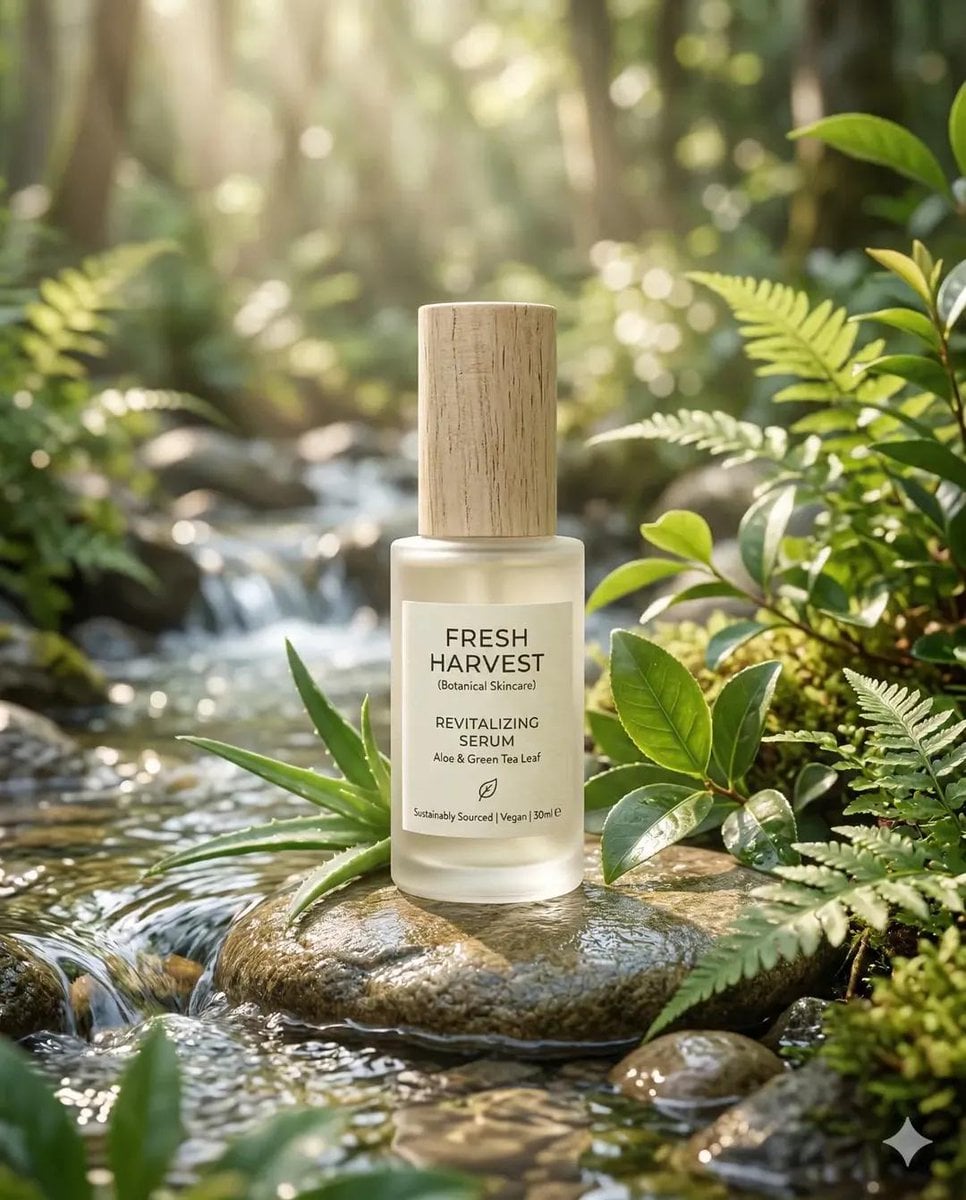 Eco-Friendly Skincare Product “Minimalist skincare bottle made of frost…