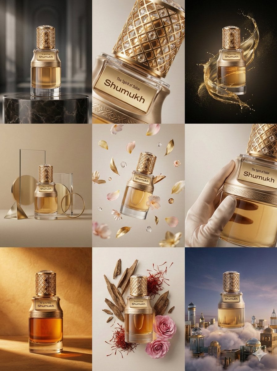 Create a 3×3 grid in 3:4 aspect ratio for a high-end commercial marketi…