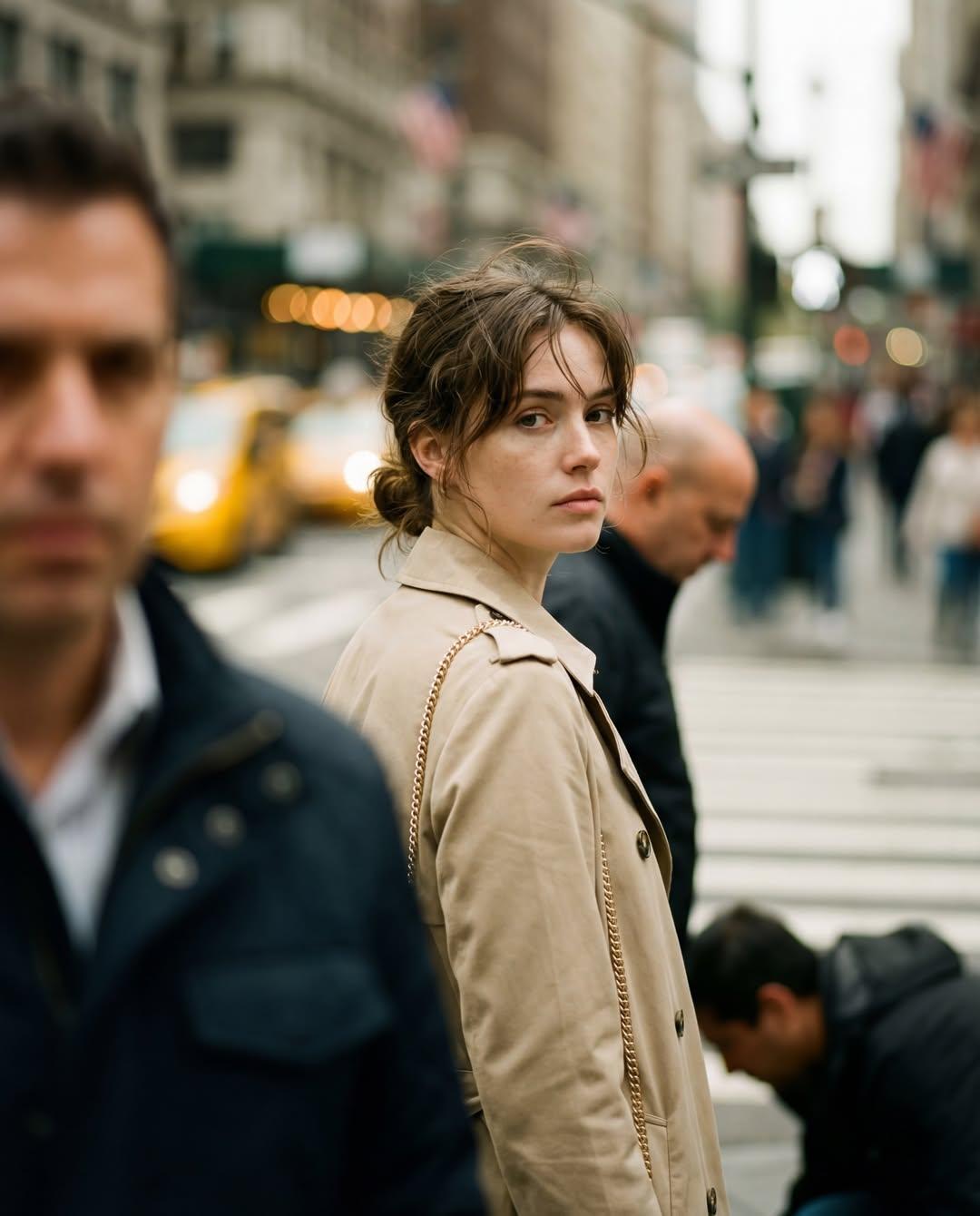 { "Objective": "Create a realistic candid street photograph with cinema…