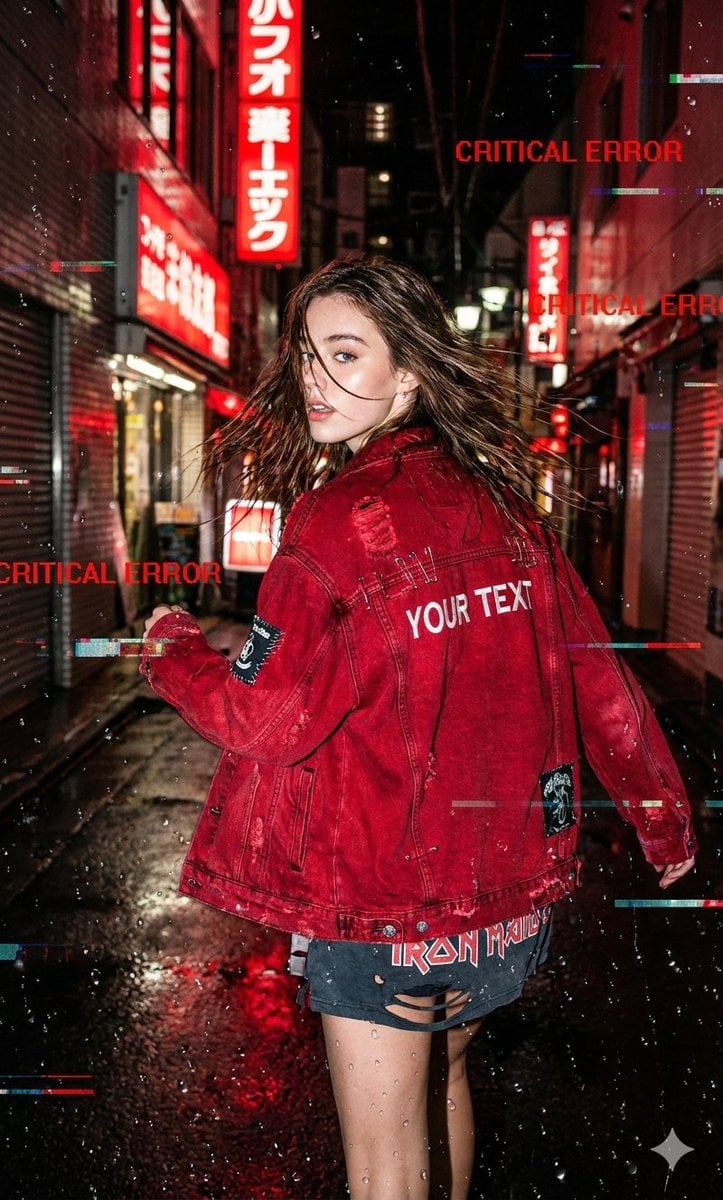 A raw, candid street-style shot of reference running through a rain-soa…