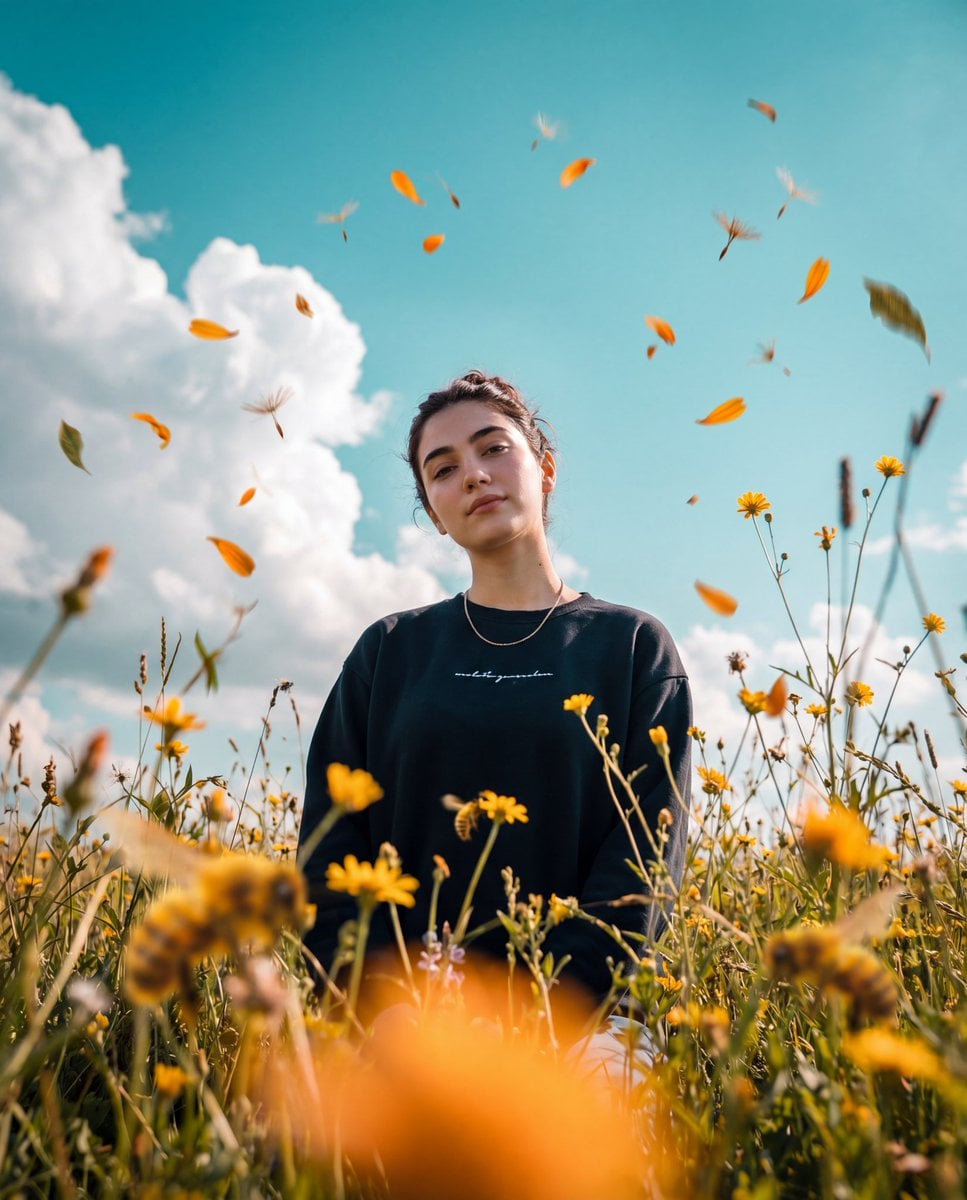 Photorealistic cinematic photo, 3:4 vertical frame, shooting from a ver…