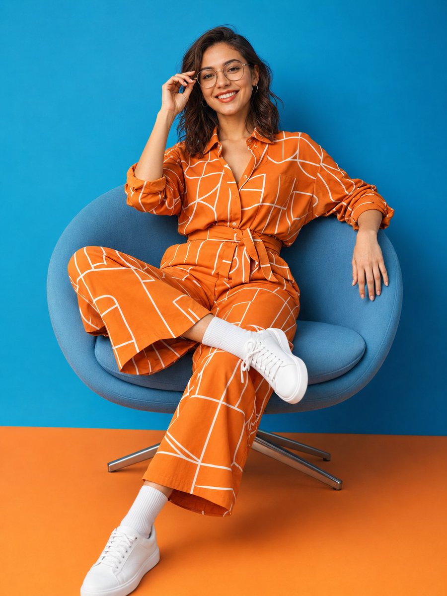 Ultra-realistic fashion lifestyle photography of a cheerful young woman…