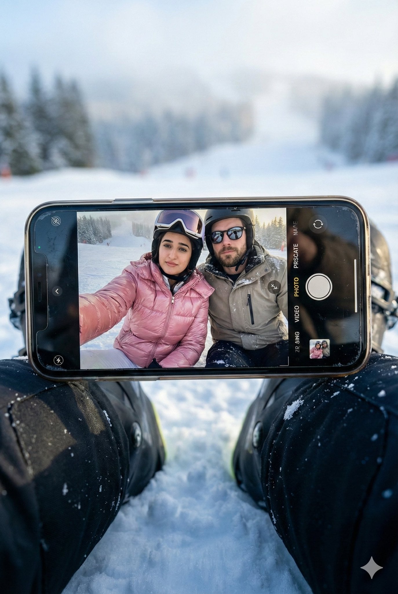 Create a hyper-realistic winter scene in a vertical 3:4 aspect ratio wi…