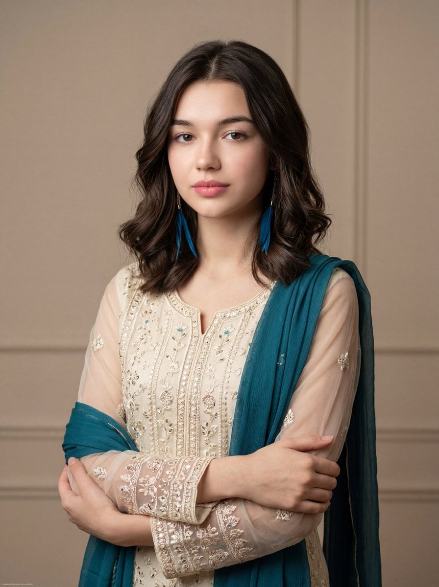 { "image_generation": { "subject": { "description": "young woman in ele…