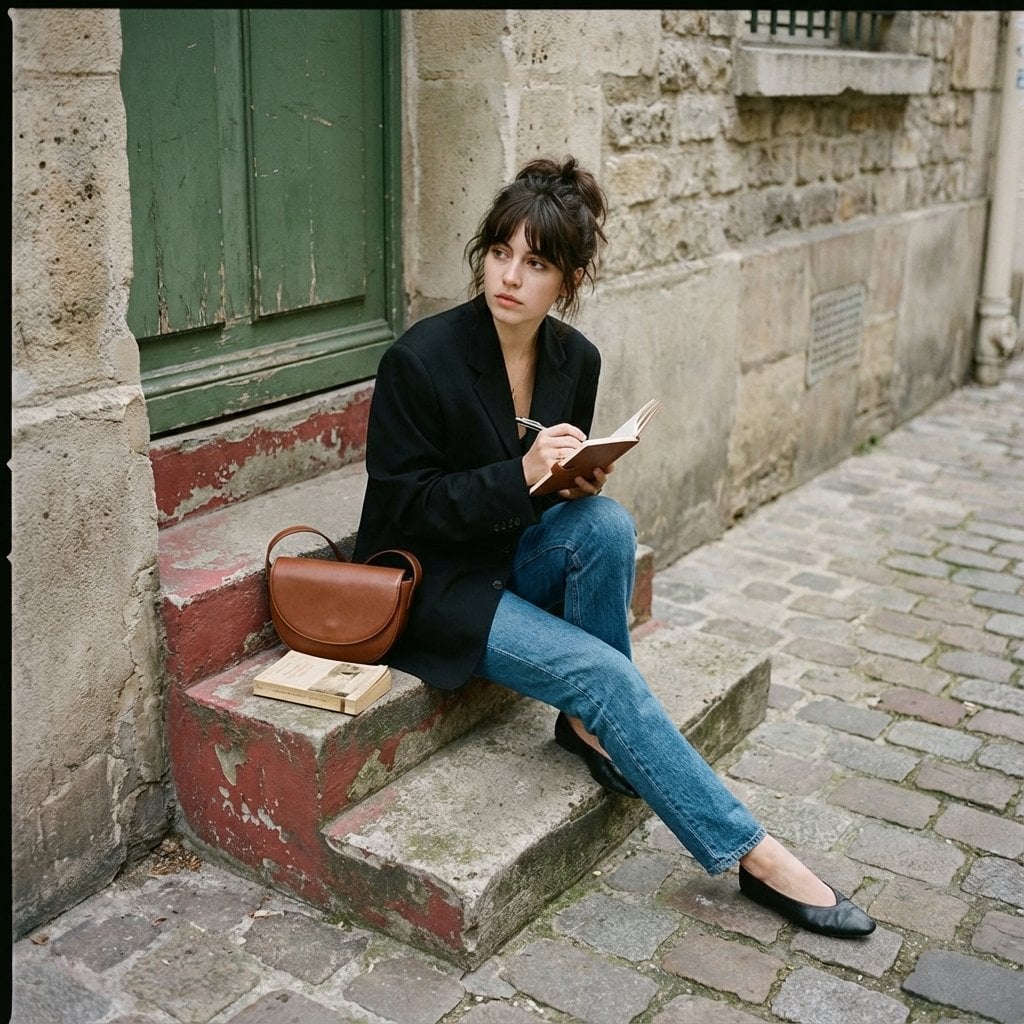 { "image_generation": { "subject": { "description": "young woman sittin…