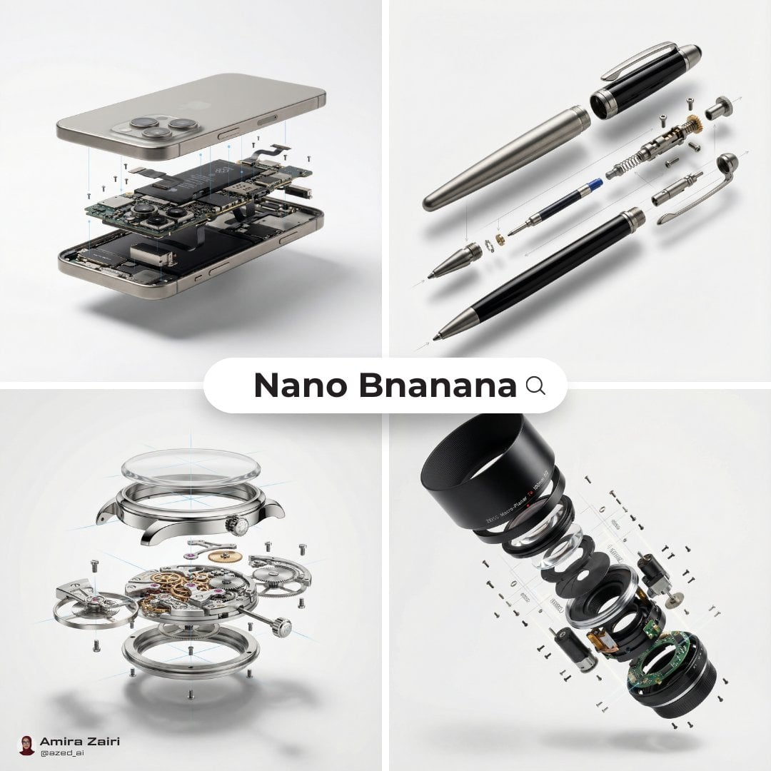 Create an exploded products with inner mechanics [product], high-end pr…