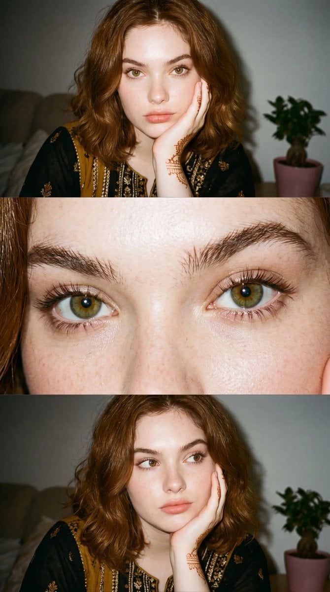 Ultra-realistic candid flash photography, 35mm film aesthetic, three-pa…