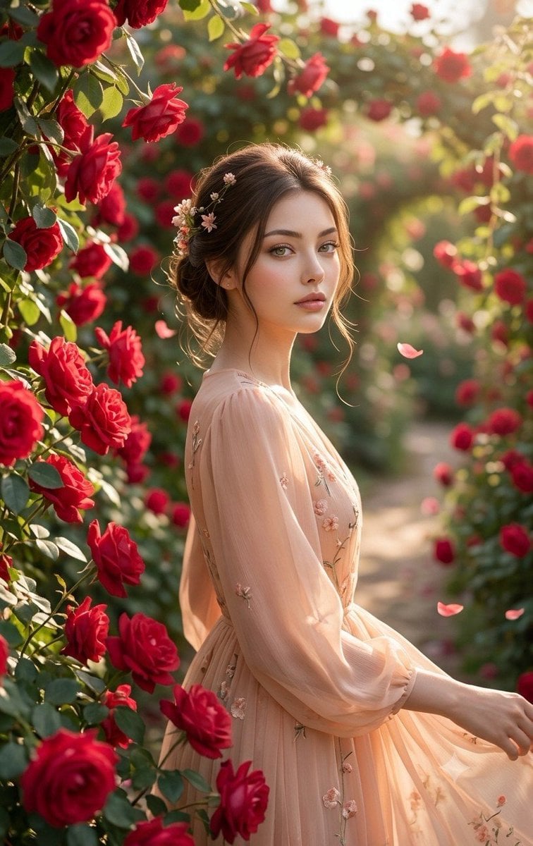 Ultra-realistic cinematic portrait of a beautiful young Korean girl sta…
