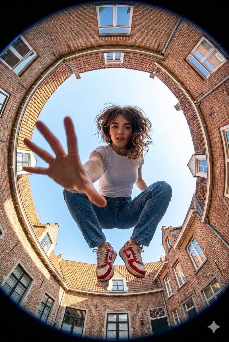 Make an Ultra-wide fisheye lens perspective shot from ground level look…
