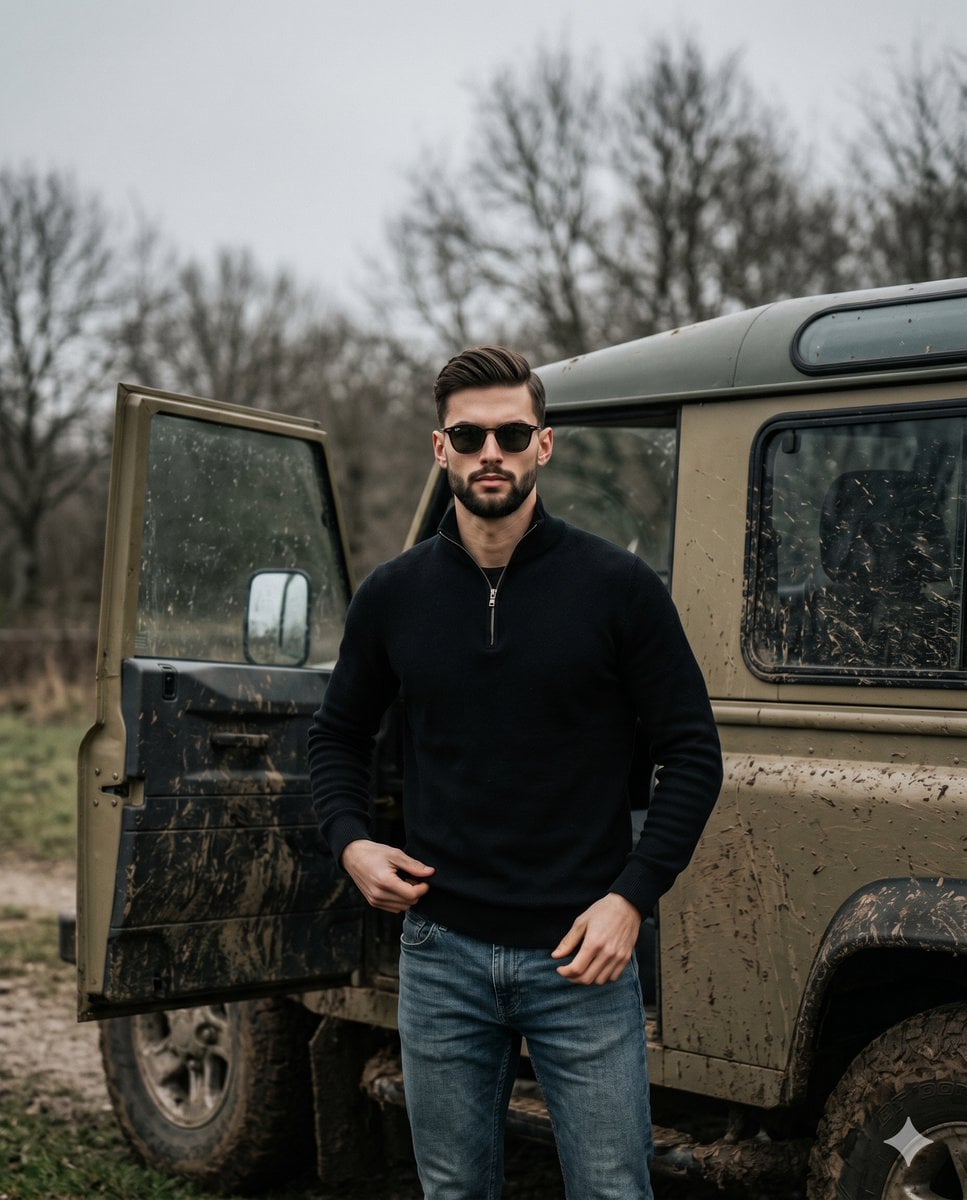 A serious, bearded man wearing sunglasses stands naturally facing the c…