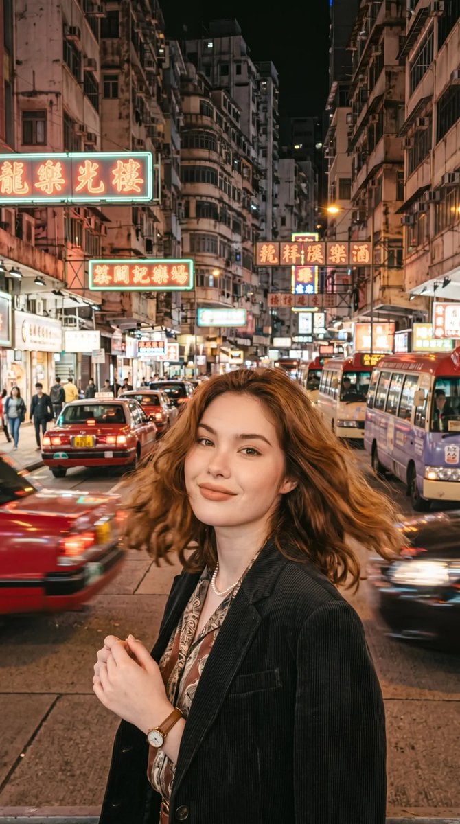 Generates a portrait photos with a retro Hong Kong style. The overall s…