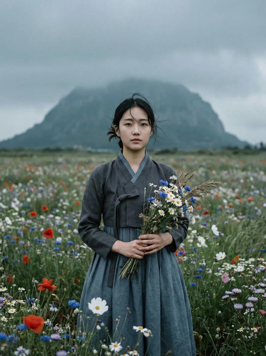 Ultra-realistic cinematic portrait of a young East Asian woman standing…