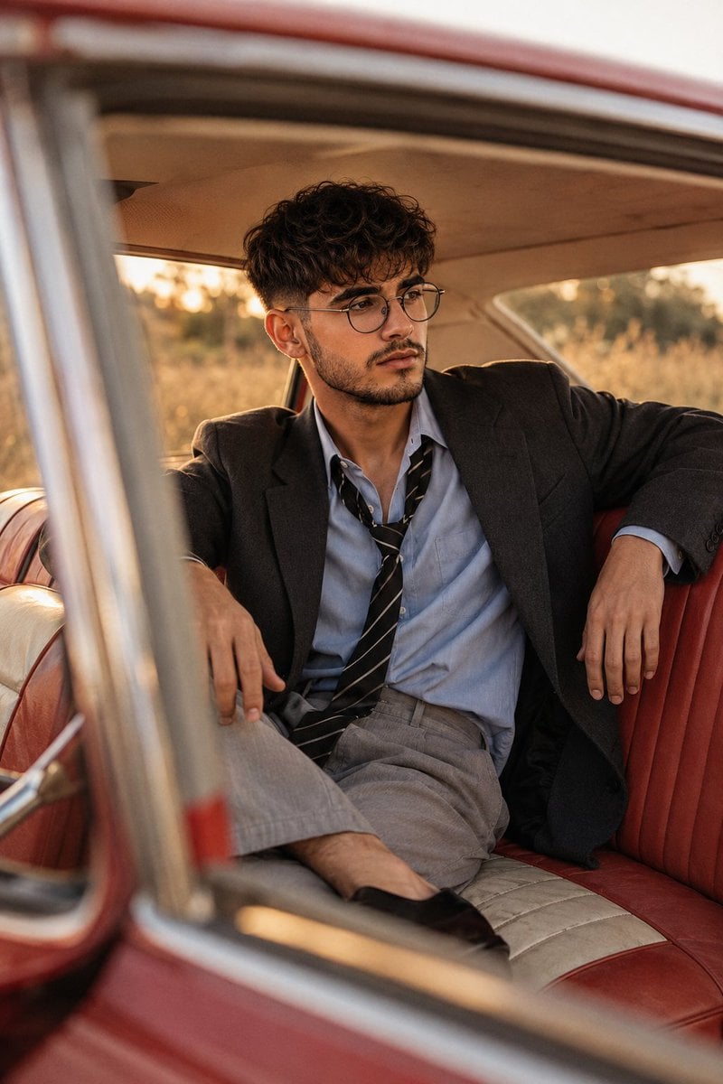 A cinematic lifestyle portrait of a stylish young man a refrence image …