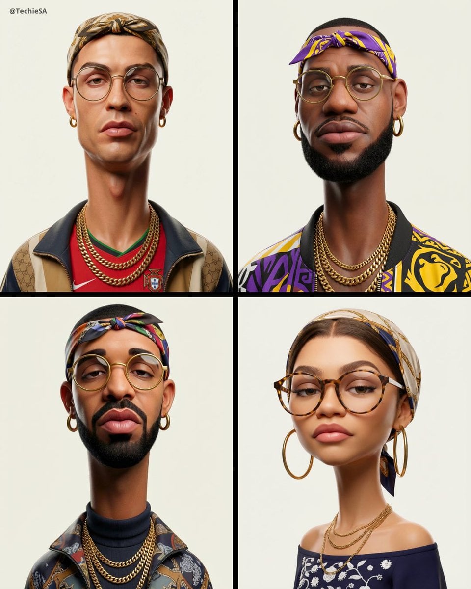 Create an exaggerated stylized 3D caricature character portrait with st…