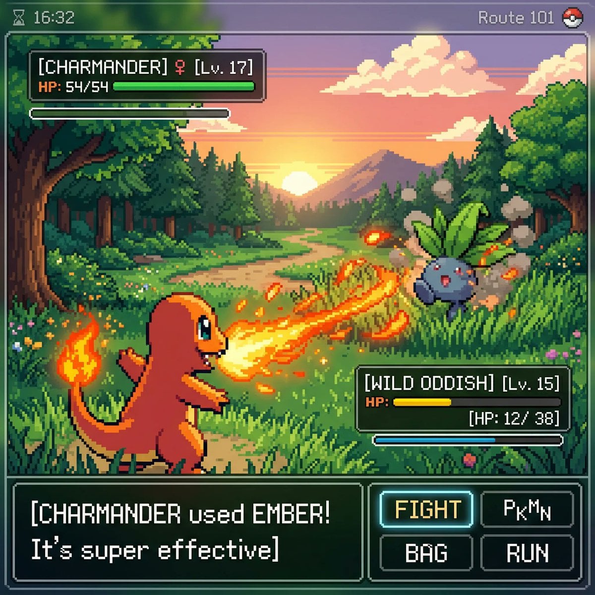 inspired by a classic pokemon gameboy screenshot but it's highly detail…