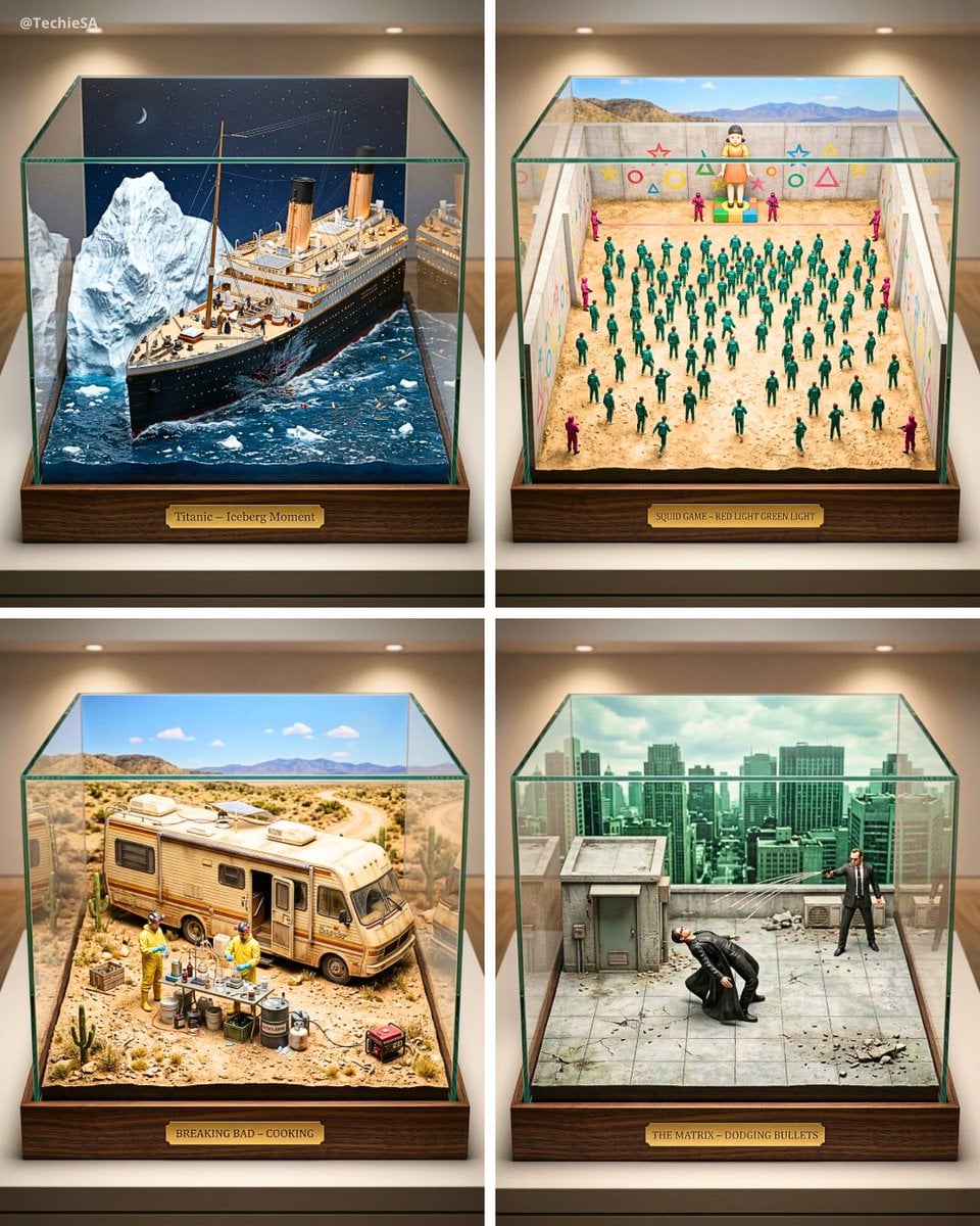 Ultra-detailed large-scale miniature diorama of the [ICONIC SCENE] from…
