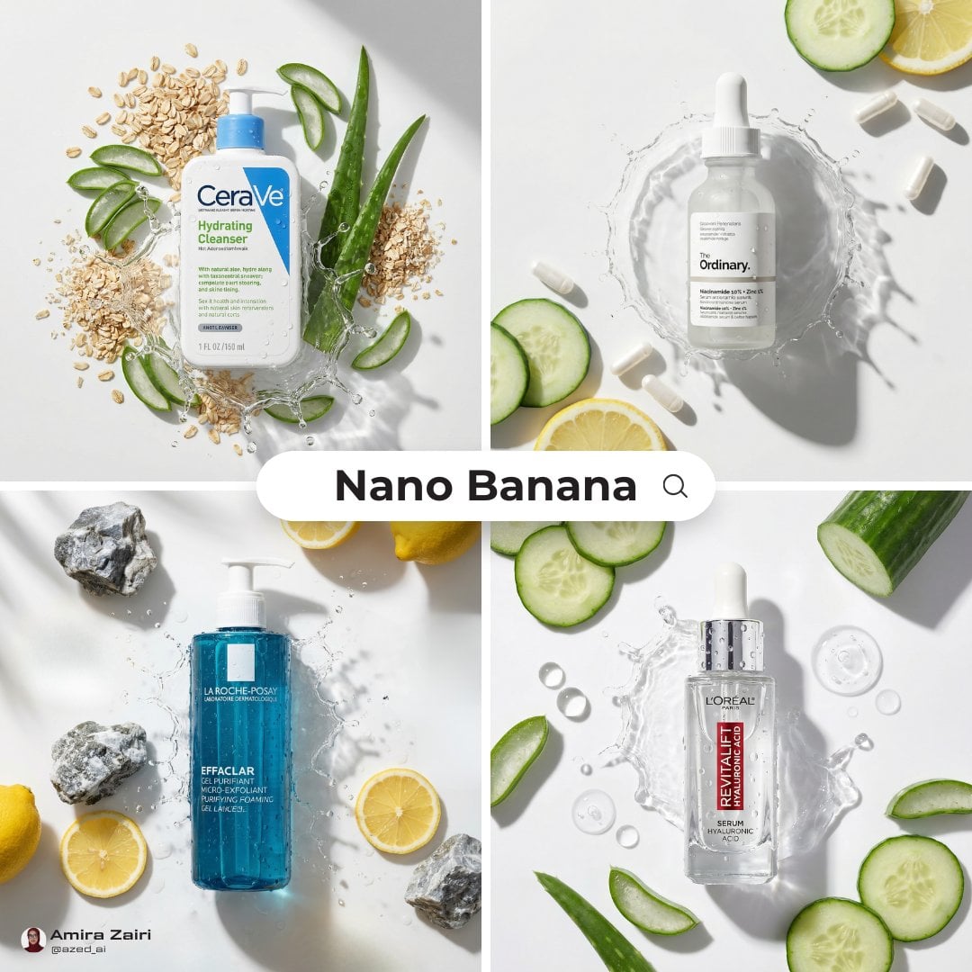 [product], centered top down flat lay, surrounded by [ingredients], fre…
