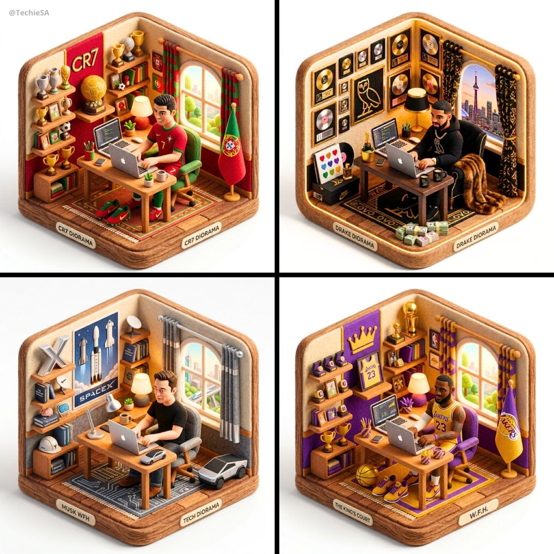 Generate a 3D isometric diorama illustration of [CHARACTER] working fro…