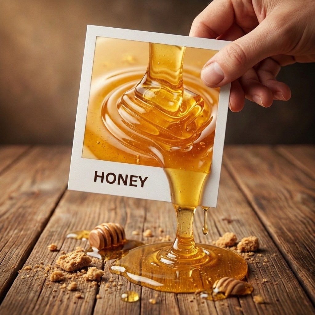 A hyper-realistic 3D photo concept showing a hand holding a square pola…