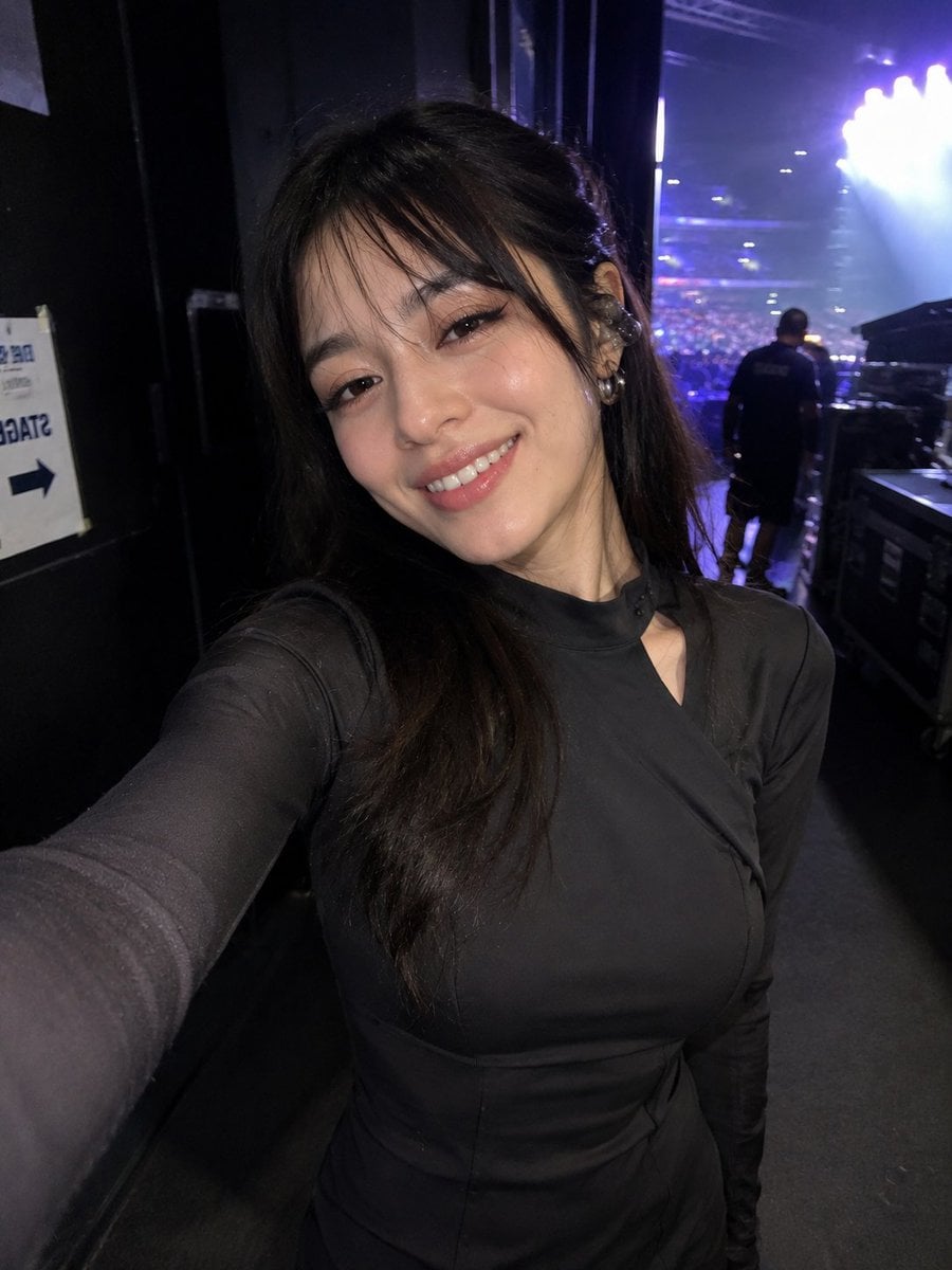 Ultra-realistic accidental iPhone front-camera selfie of the same woman…