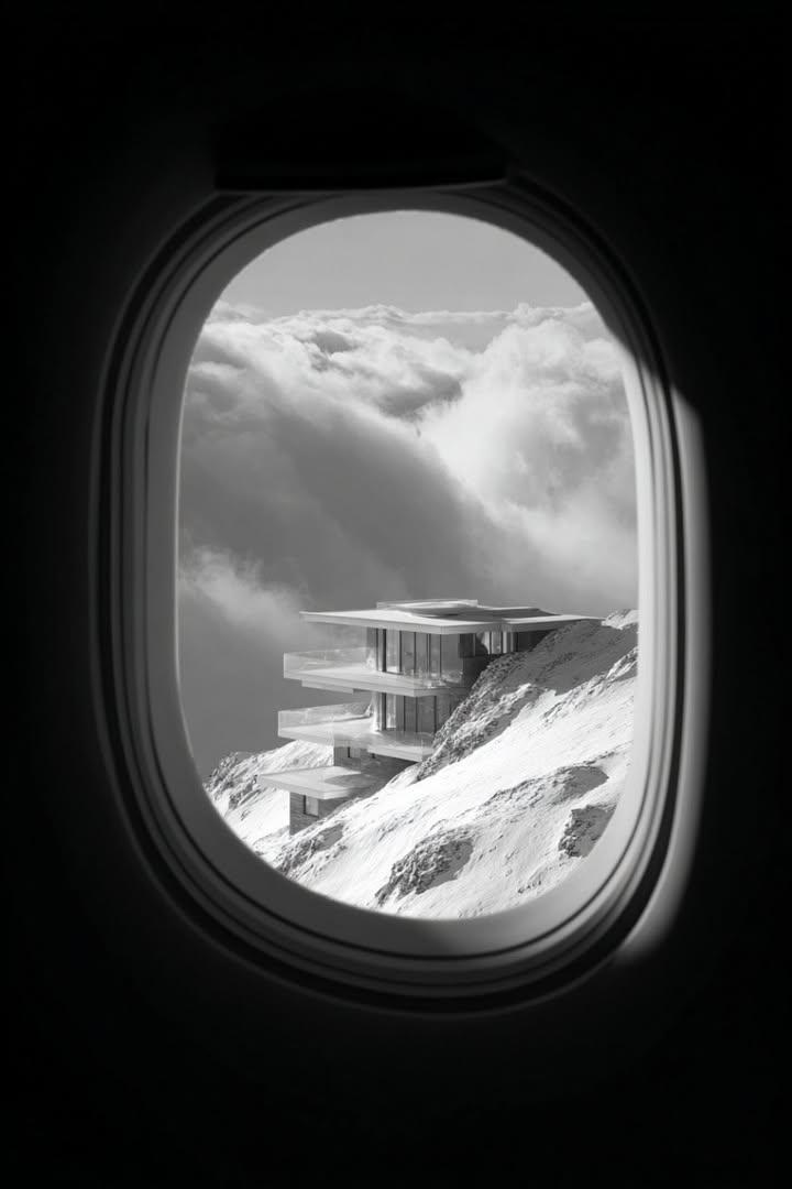 a window looking out an airplane and you can see a 4k image of a futuis…