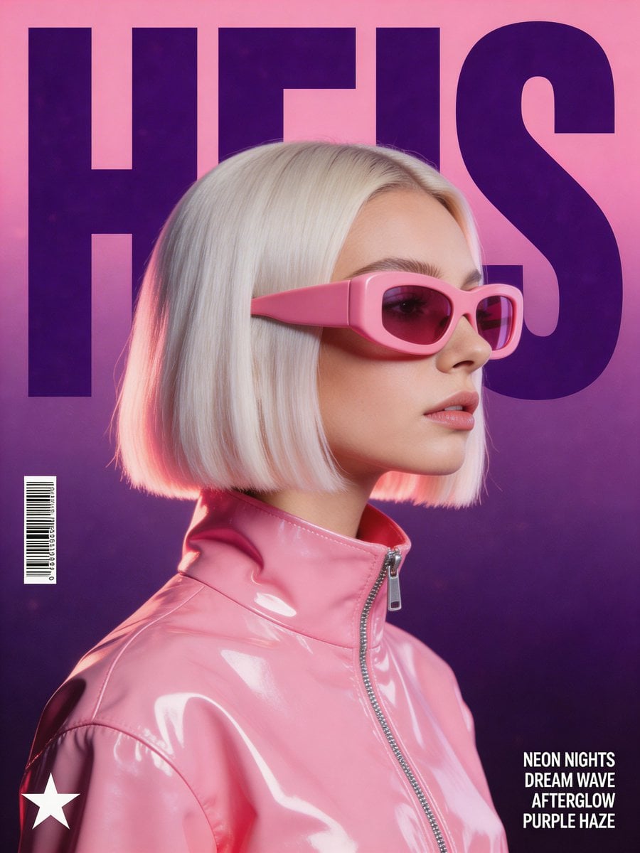 A stylized, retro-futuristic music poster in a synthwave aesthetic. The…