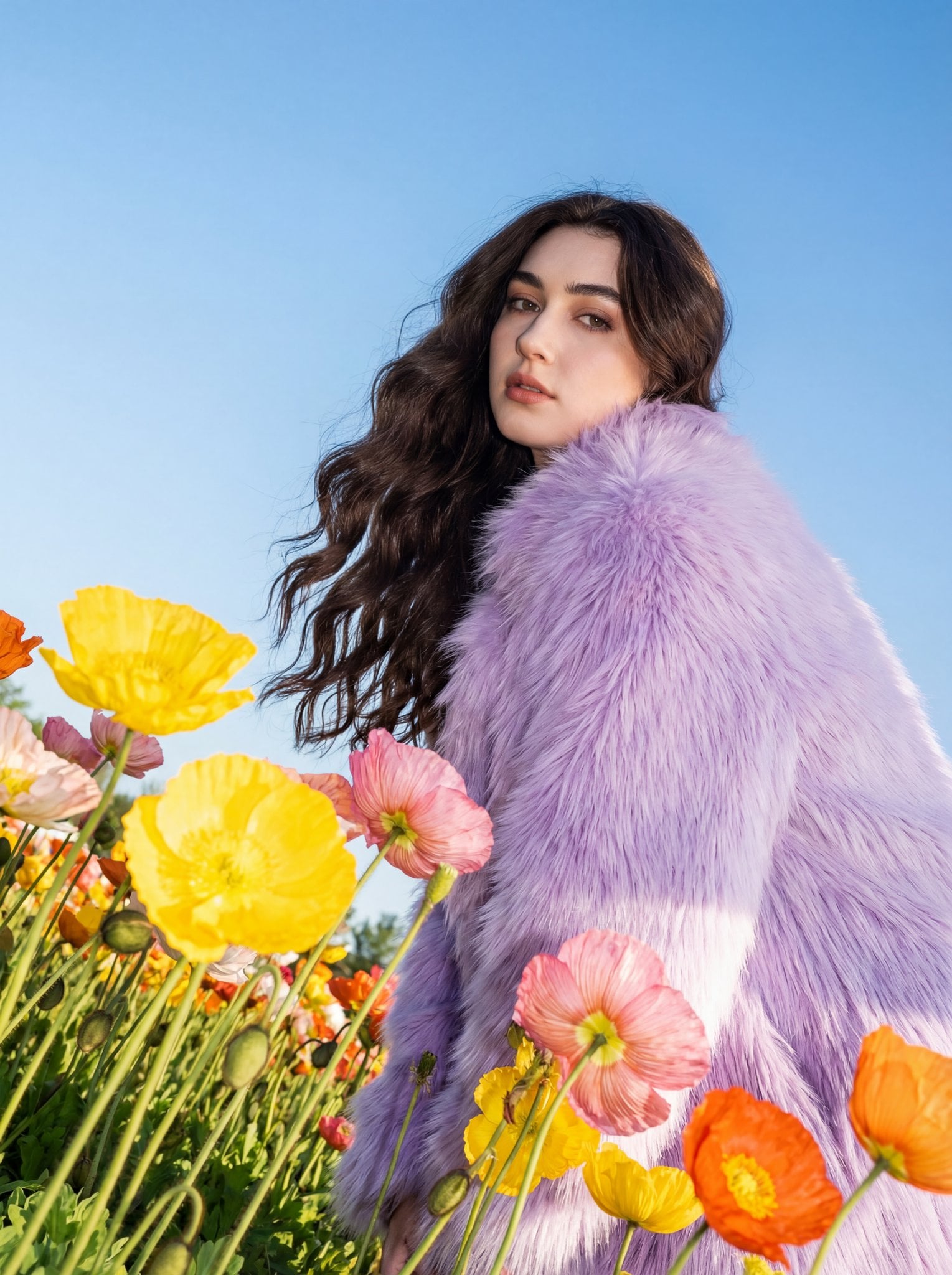 Use this photo attached to create a striking outdoor fashion portrait s…