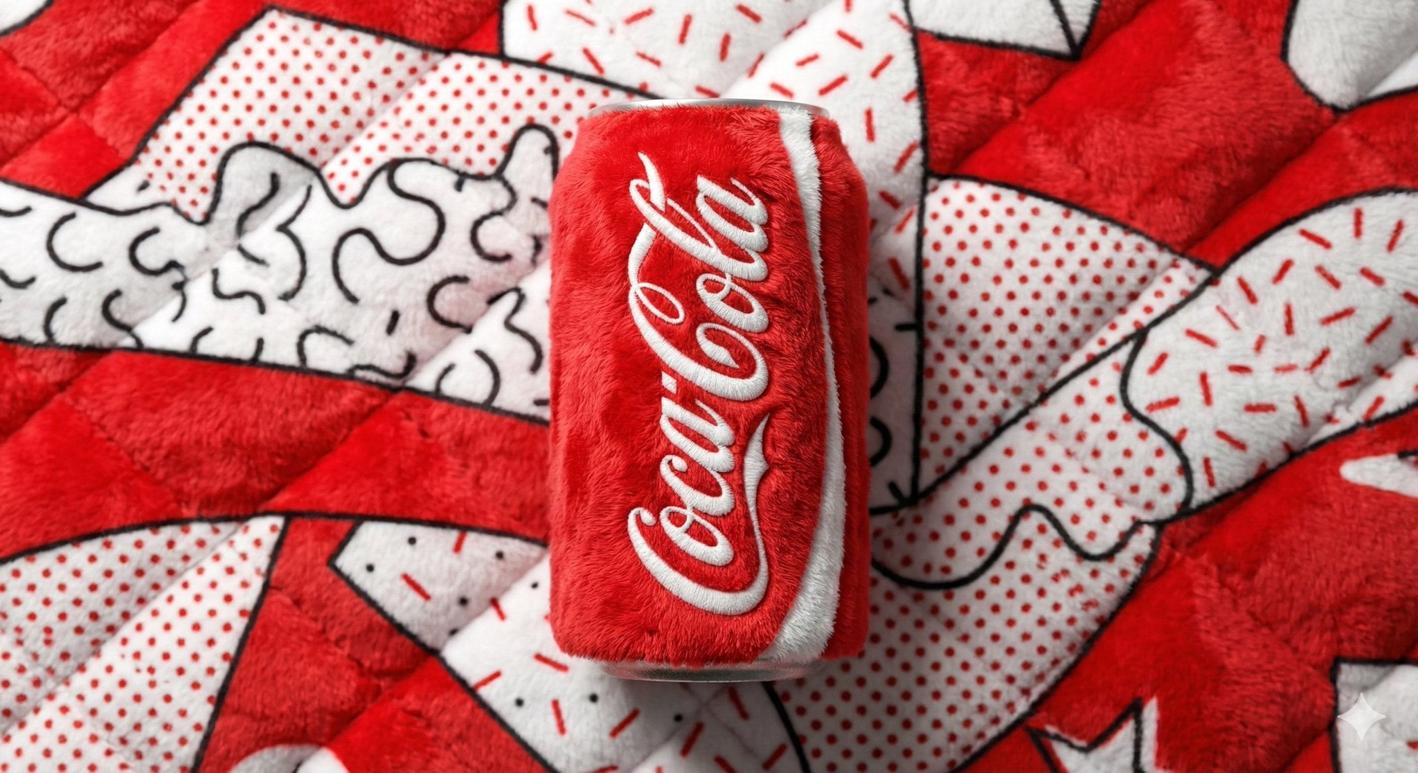 A beverage can branded [BRAND NAME], entirely made from vibrant, fluffy…