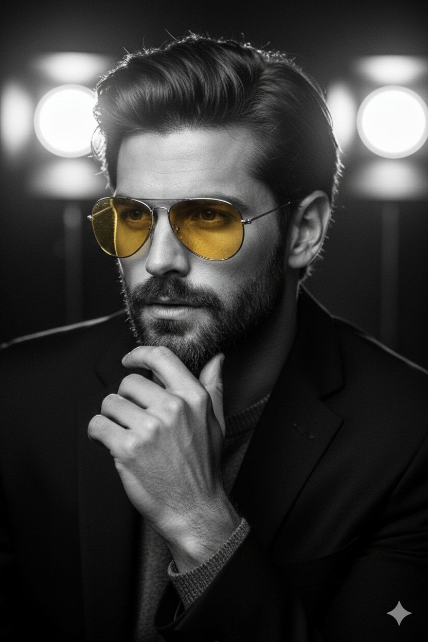 { "Objective": "Create a dramatic black-and-white cinematic portrait wi…