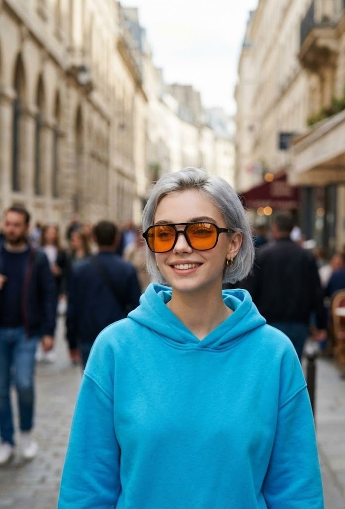 Natural street portrait inspired by Scott Schuman, woman walking toward…