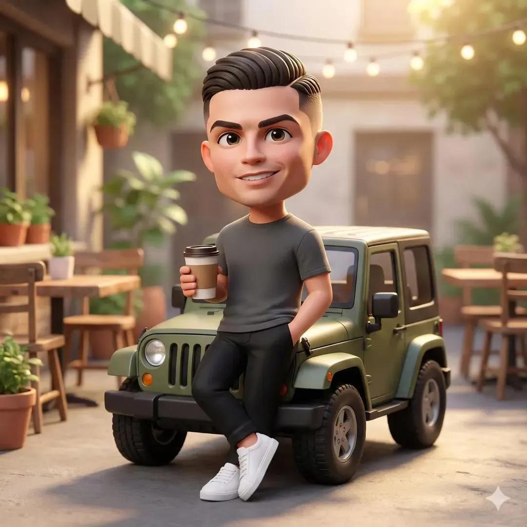 Ultra-detailed 3D chibi-style character with a big head and expressive …