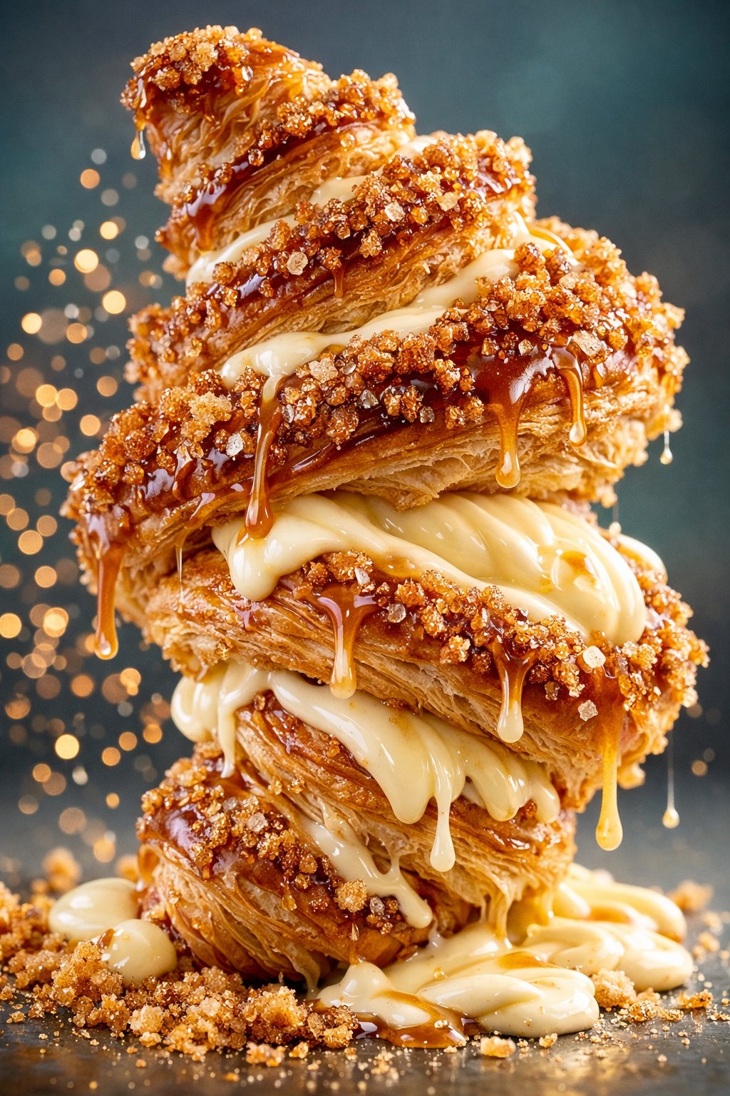 { "subject": { "type": "pastry", "form": "twisted croissant-like pastry…