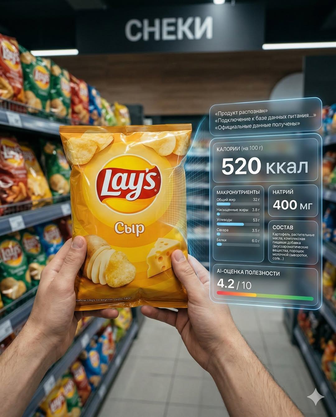 Ultra-realistic cinematic POV shot inside a modern supermarket aisle in…