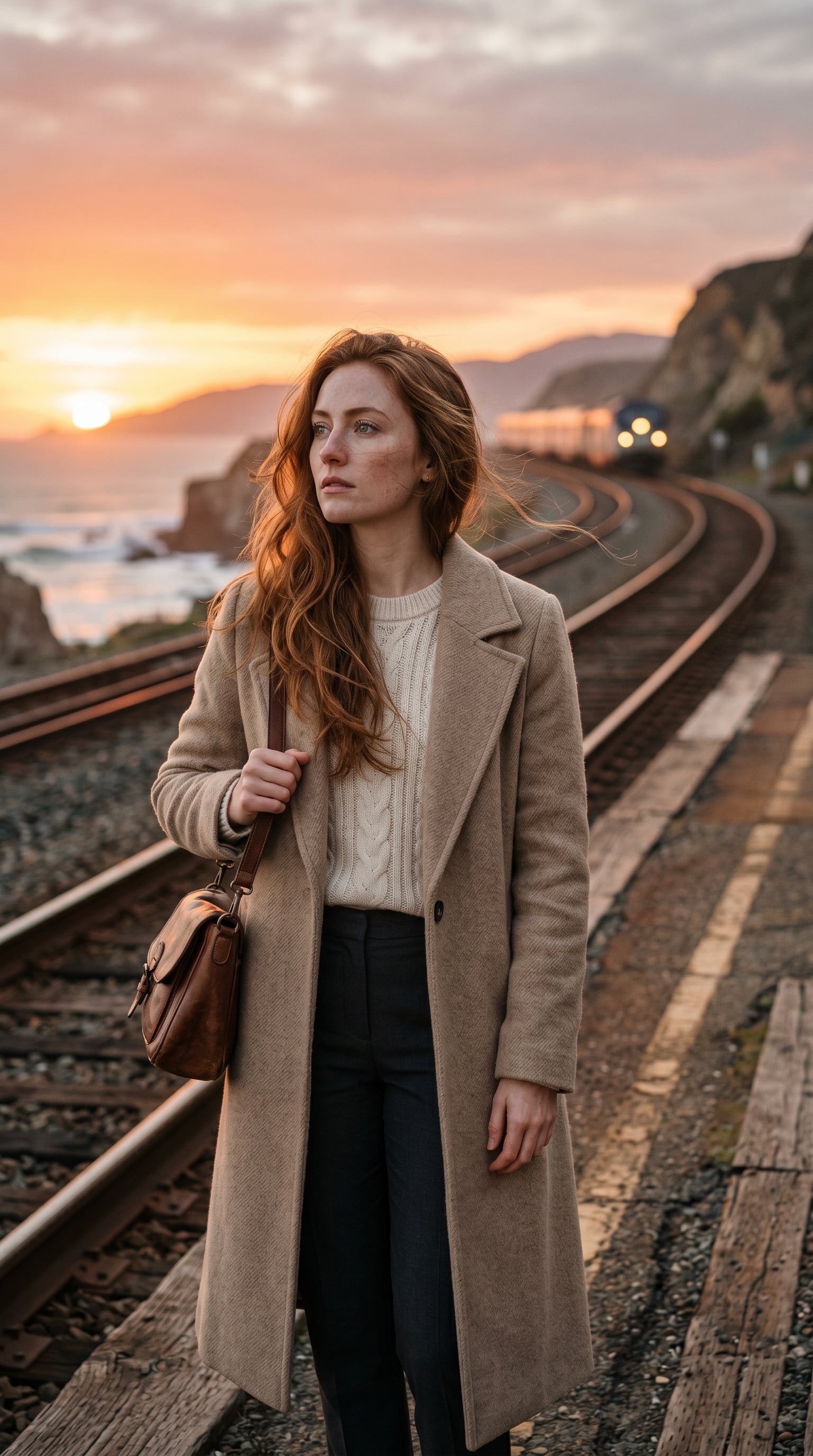 Ultra-realistic cinematic portrait of a beautiful young woman with long…