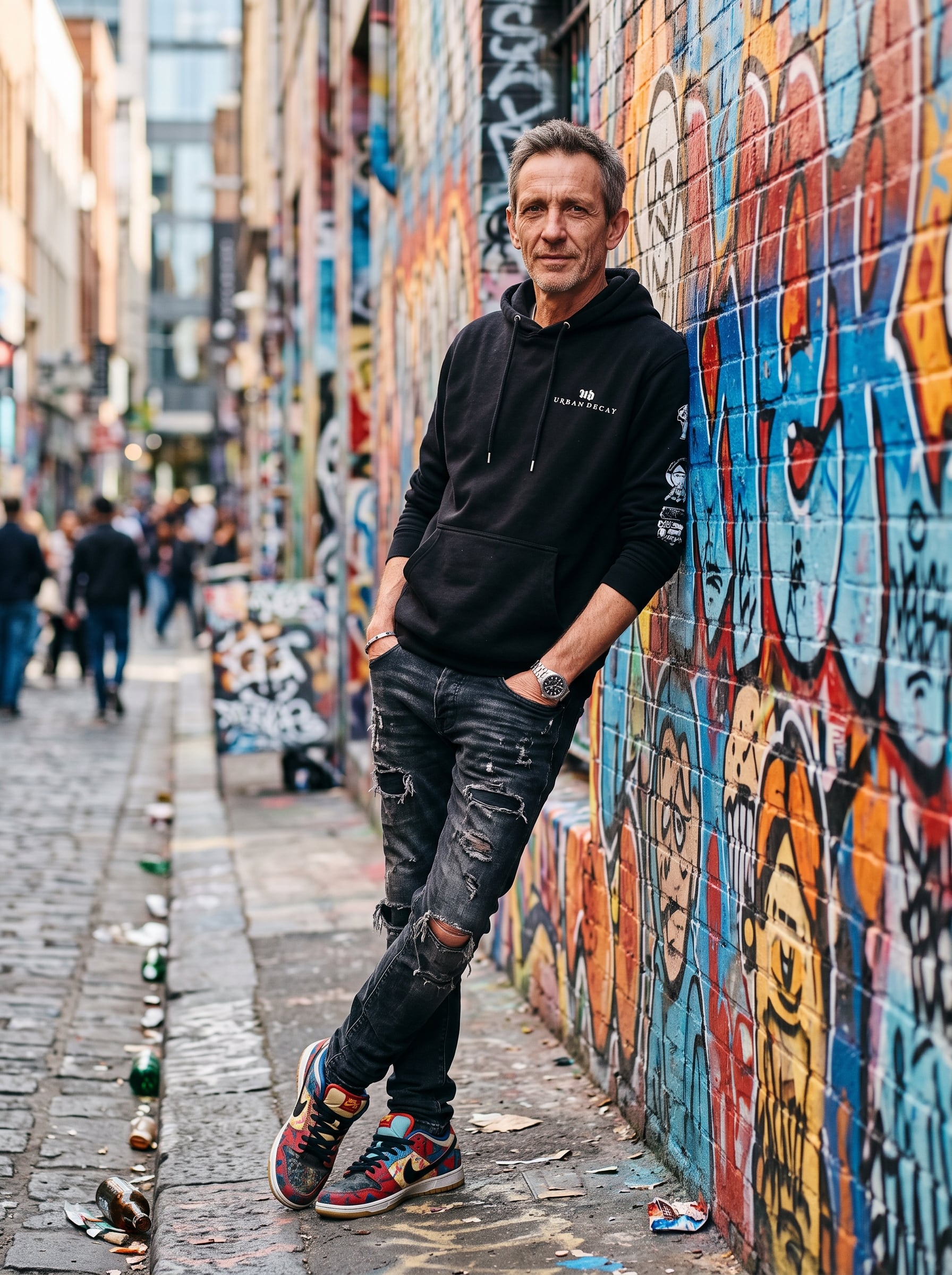 Hyper-realistic portrait of a thin man, in his late 40s, 8K, DSLR clari…