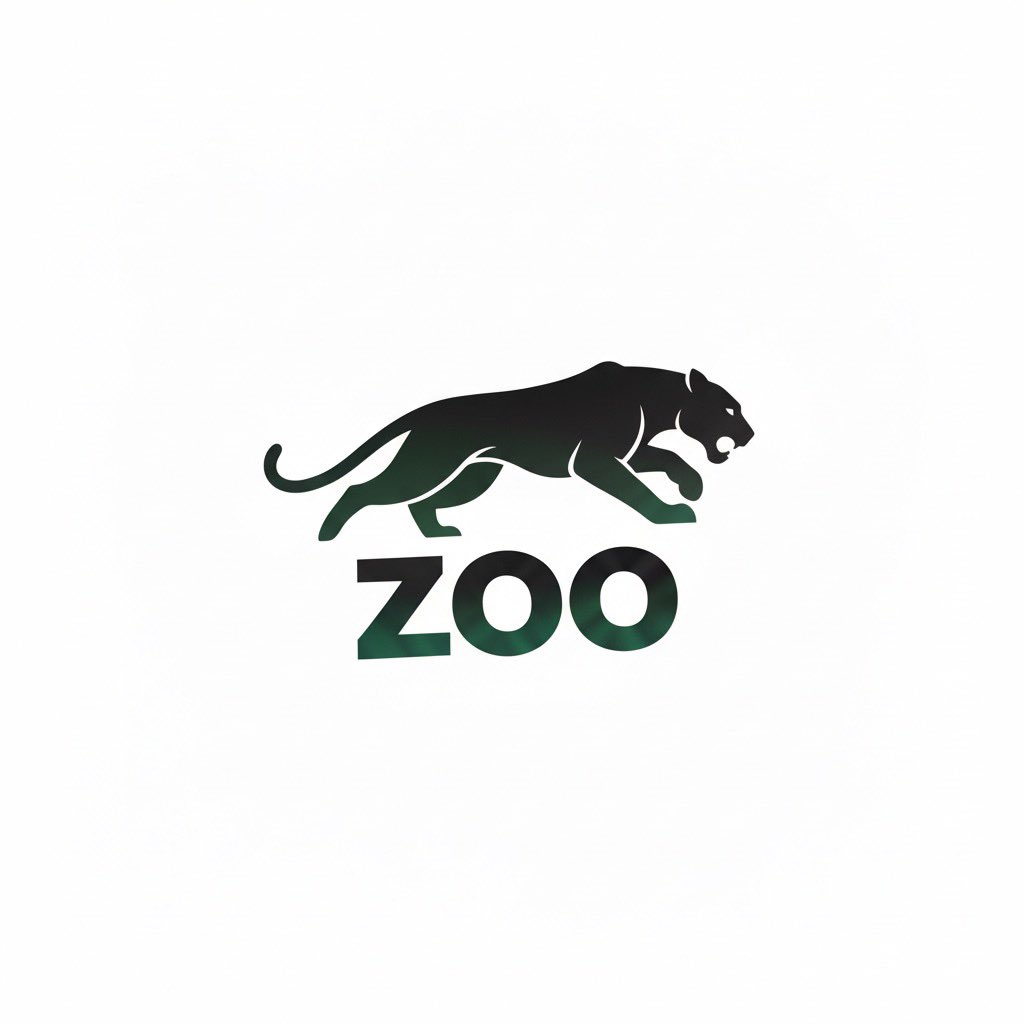 Create Minimal, flat 2D, negative space gradient, iconic logo for a zoo…