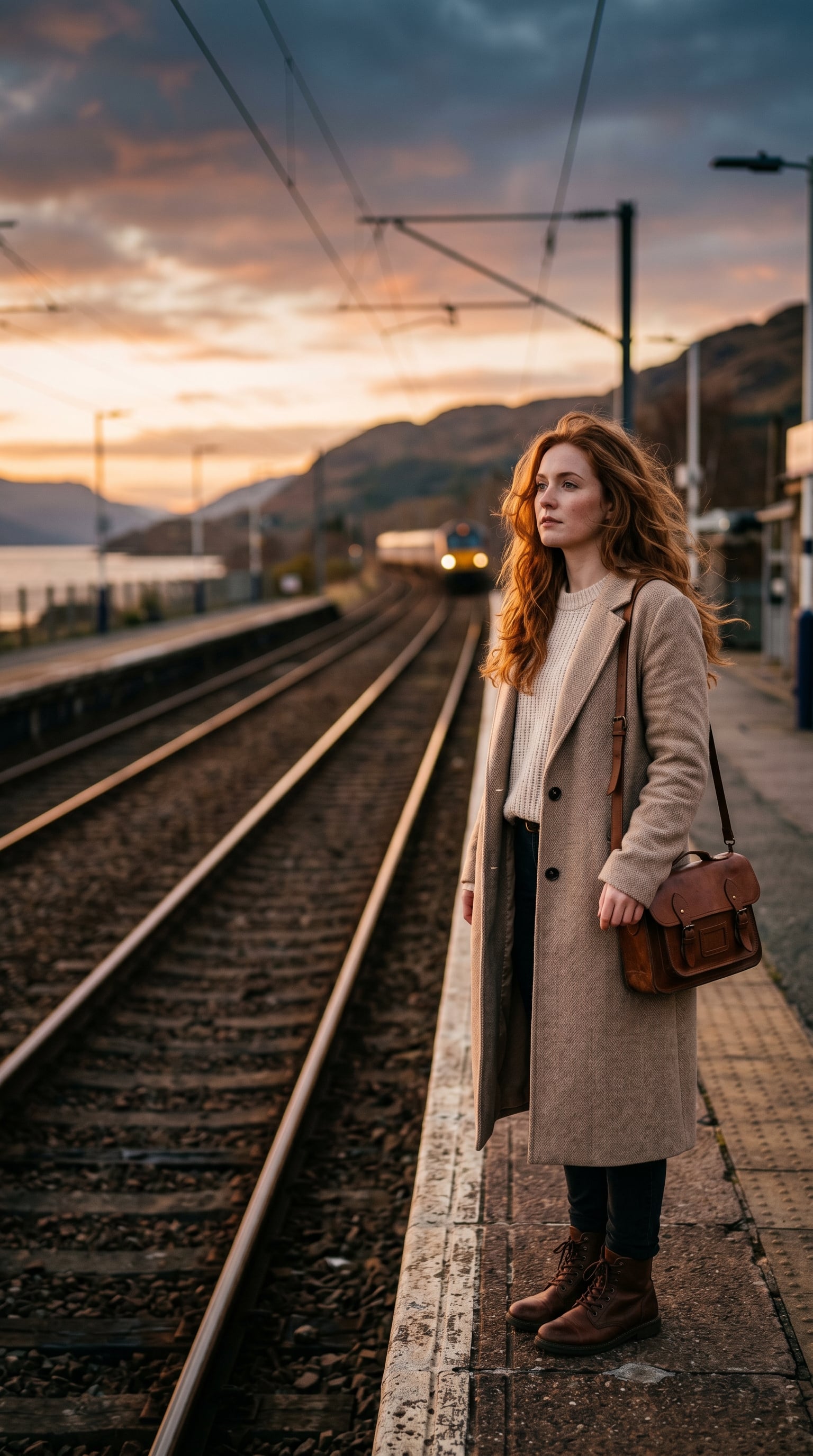 Ultra-realistic cinematic portrait of a beautiful young woman with long…
